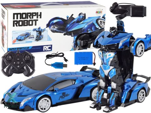 Samochód- Robot Transformacja R/C 1:10 Niebieski Sterowanie Gestami LEAN TOYS