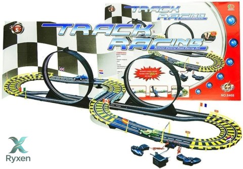 Tor Samochodowy Track Racing Dwa Auta Pętle Zasilacz 565 cm LEAN TOYS