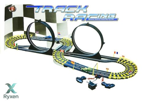 Tor Samochodowy Track Racing Dwa Auta Pętle Zasilacz 565 cm LEAN TOYS