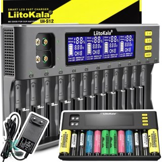 Uniwersalna ładowarka ogniw akumulatorów aa aaa baterii 12 kanałów lcd - er1156 RTO
