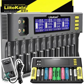 Uniwersalna ładowarka ogniw akumulatorów aa aaa baterii 12 kanałów lcd - er1156 RTO