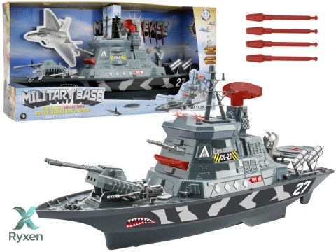 Zestaw Wojskowy Statek Militarny Bojowy Wojsko Działa Światła Dźwięki LEAN TOYS
