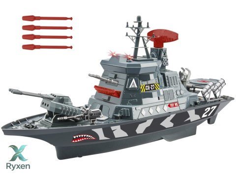 Zestaw Wojskowy Statek Militarny Bojowy Wojsko Działa Światła Dźwięki LEAN TOYS