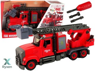 Woź Strażacki Straż Pożarna do Rozkręcania Akcesoria Czerwona LEAN TOYS