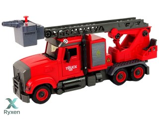Woź Strażacki Straż Pożarna do Rozkręcania Akcesoria Czerwona LEAN TOYS