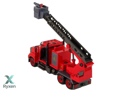 Woź Strażacki Straż Pożarna do Rozkręcania Akcesoria Czerwona LEAN TOYS