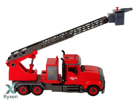 Woź Strażacki Straż Pożarna do Rozkręcania Akcesoria Czerwona LEAN TOYS