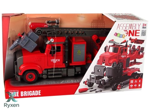 Woź Strażacki Straż Pożarna do Rozkręcania Akcesoria Czerwona LEAN TOYS