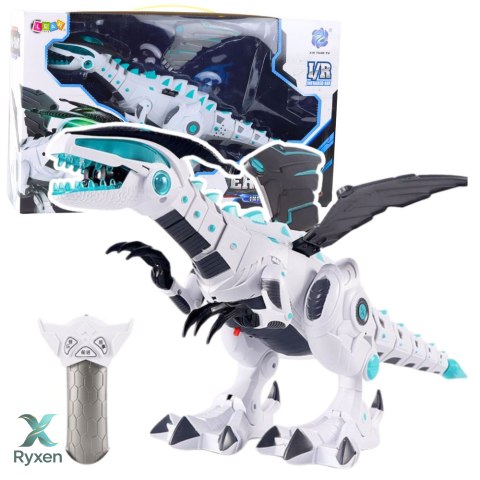 Robot Dinozaur Ze Skrzydłami Zdalnie Sterowany RC Światła Dźwięki Biały LEAN TOYS