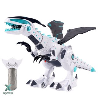 Robot Dinozaur Ze Skrzydłami Zdalnie Sterowany RC Światła Dźwięki Biały LEAN TOYS