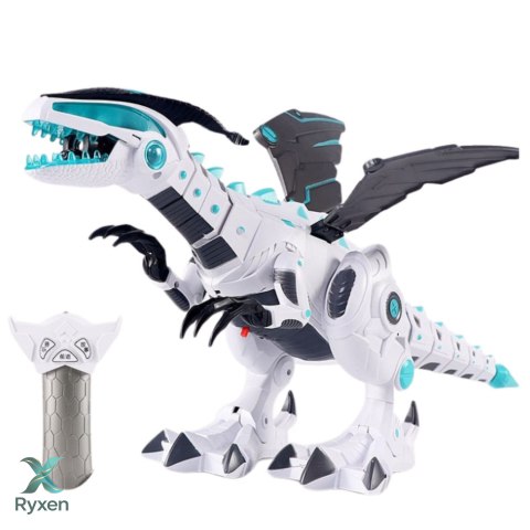 Robot Dinozaur Ze Skrzydłami Zdalnie Sterowany RC Światła Dźwięki Biały LEAN TOYS