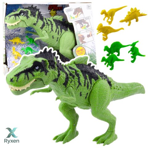 Zestaw Dinozaur Z Małymi Figurki Ruchomy Dźwięki Zielony LEAN TOYS