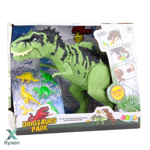 Zestaw Dinozaur Z Małymi Figurki Ruchomy Dźwięki Zielony LEAN TOYS