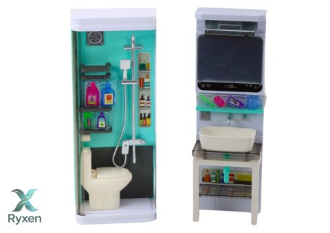 Zestaw Do Zabawy Łazienka 4w1 Prysznic Toaleta Pralka Akcesoria LEAN TOYS
