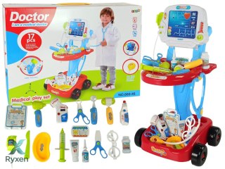 Zestaw Lekarski na Wózku Stolik Lekarski Dla Dzieci Doktor EKG 17 el. LEAN TOYS