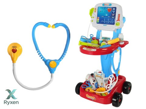 Zestaw Lekarski na Wózku Stolik Lekarski Dla Dzieci Doktor EKG 17 el. LEAN TOYS