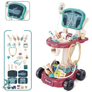 Zestaw Lekarski na Wózku Stolik Lekarski Małego Doktora Narzędzia EKG LEAN TOYS