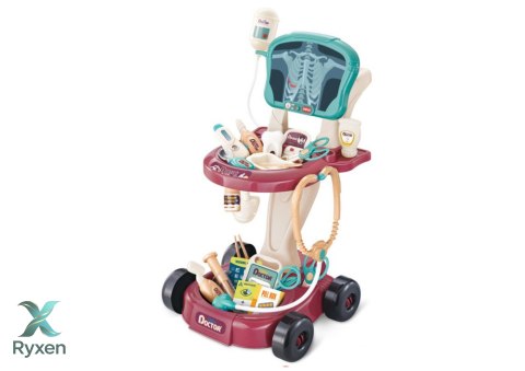 Zestaw Lekarski na Wózku Stolik Lekarski Małego Doktora Narzędzia EKG LEAN TOYS