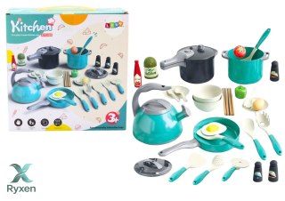 Zestaw Małego Kucharza Garnki Naczynia Produkty Spożywcze 33 El LEAN TOYS