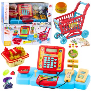 Zestaw Sklepowy Kasa Koszyk Produkty Spożywcze Światła Dźwięki Kolorowy LEAN TOYS