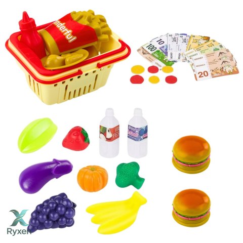 Zestaw Sklepowy Kasa Koszyk Produkty Spożywcze Światła Dźwięki Kolorowy LEAN TOYS
