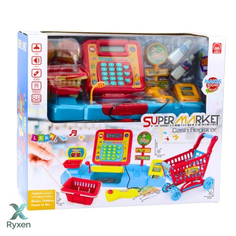 Zestaw Sklepowy Kasa Koszyk Produkty Spożywcze Światła Dźwięki Kolorowy LEAN TOYS