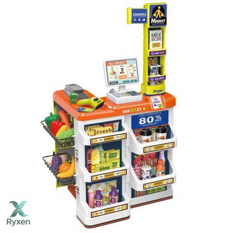 Zestaw Sklepowy Kasa Wózek Skaner Supermarket Sklepik Dla Dzieci LEAN TOYS