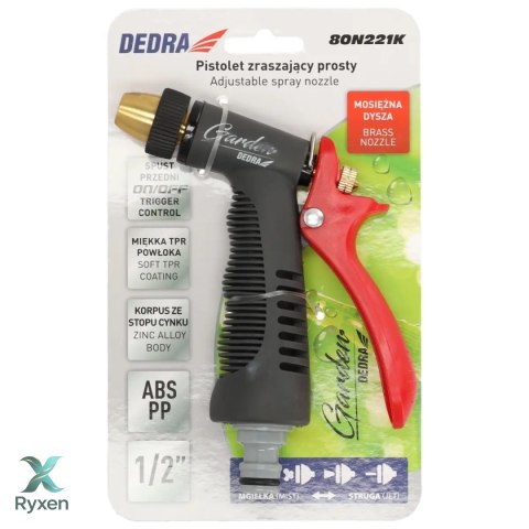 Pistolet zraszający prosty reg.dysza mosięż trigger control Dedra
