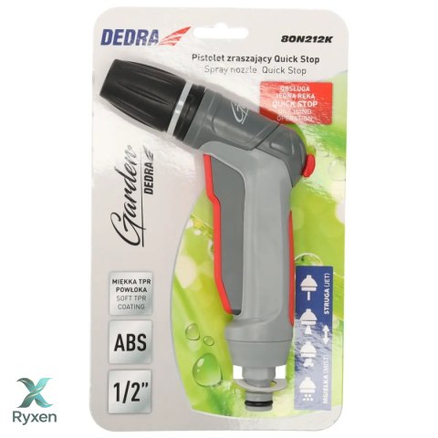 Pistolet zraszający prosty regulowany quick stop Dedra
