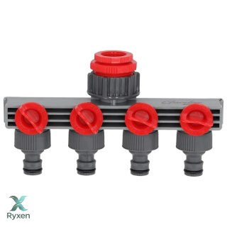 Przyłącze kranowe poczwórne 1/2"-3/4"-1", karta Dedra