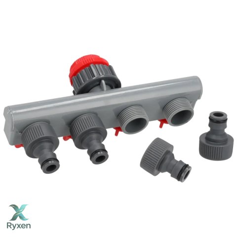 Przyłącze kranowe poczwórne 1/2"-3/4"-1", karta Dedra