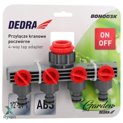 Przyłącze kranowe poczwórne 1/2"-3/4"-1", karta Dedra