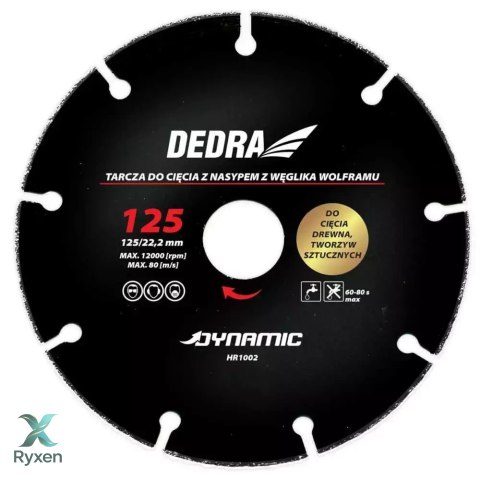 Tarcza do cięcia drewna, tworzyw sztucznych 125mm/22,2 Dedra