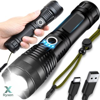 Latarka taktyczna mocna led akumulatorowa survivalowa wojskowa usb 5 trybów - er1264 RTO
