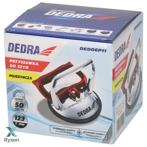 Przyssawka do szyb pojedyncza 123mm, max 50kg, alu Dedra