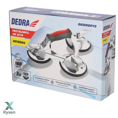 Przyssawka do szyb potrójna 3x123mm, max 180kg, alu Dedra