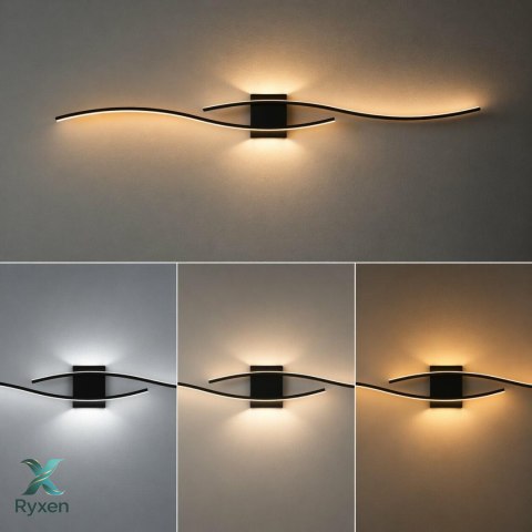ZD196 Lampa ścienna 3 kolory światła 35w czarna ATL