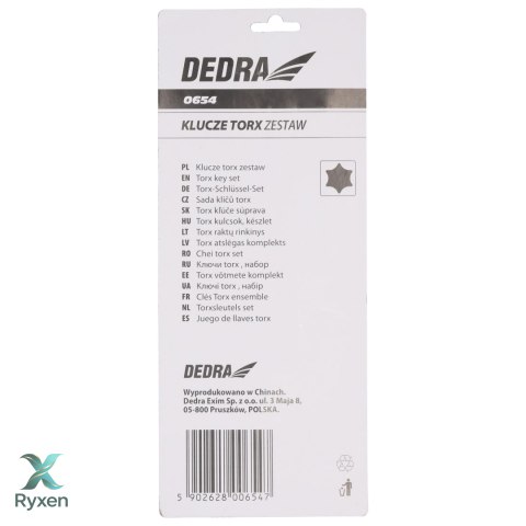 Klucze torx crv, 9szt. Dedra