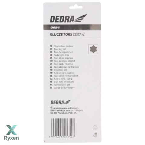 Klucze torx crv, 9szt. Dedra