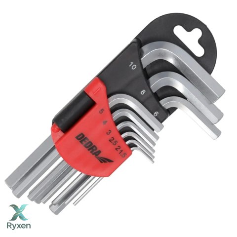 Klucze sześciokątne krótkie 1.5-10mm zestaw 9szt, crv Dedra