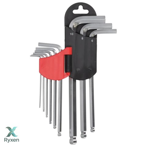 Klucze sześciokątne kulka długie 1.5-10mm zestaw 9szt, crv Dedra