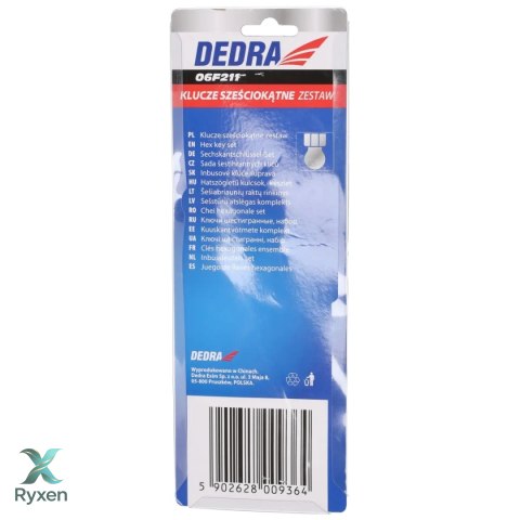 Klucze sześciokątne kulka długie 1.5-10mm zestaw 9szt, crv Dedra