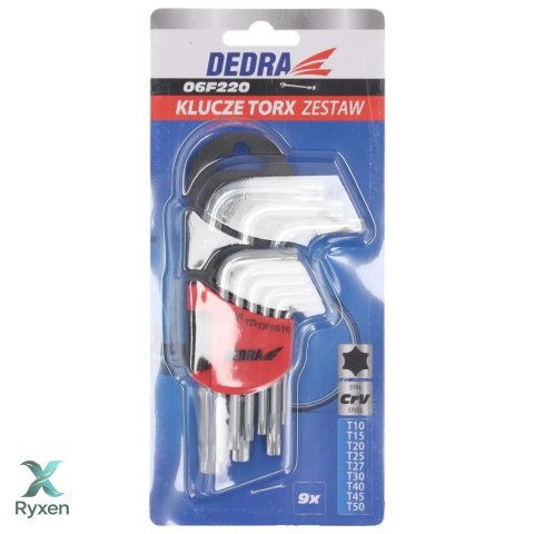 Klucze torx krótkie t10-t50 zestaw 9szt, crv Dedra