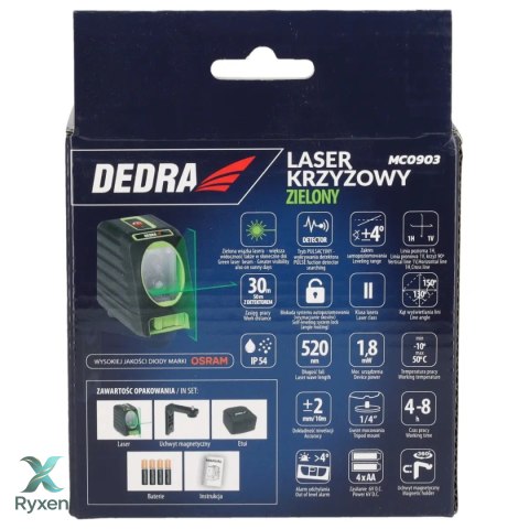 Laser krzyżowy, zielony Dedra