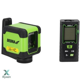 Laser krzyżowy zielony + dalmierz laserowy 40m-zestaw Dedra