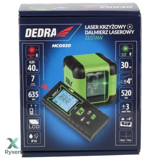 Laser krzyżowy zielony + dalmierz laserowy 40m-zestaw Dedra