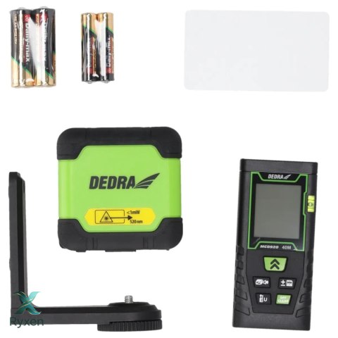 Laser krzyżowy zielony + dalmierz laserowy 40m-zestaw Dedra