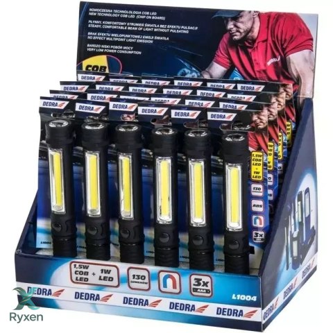 Latarka 1.5w cob led+1w led, pen, z bateriami Dedra