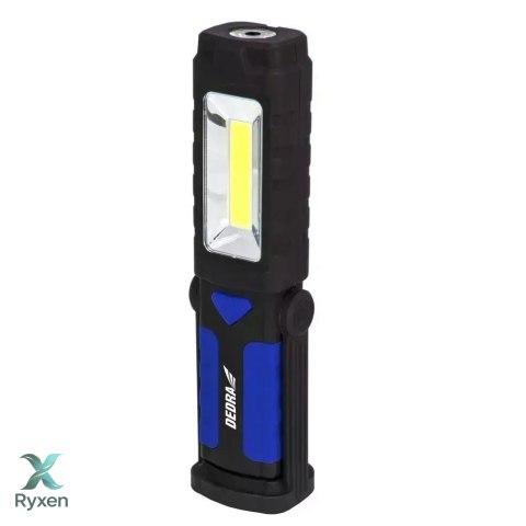 Latarka 3w cob led+1w led, podłużna z podstawą, z bateriami Dedra