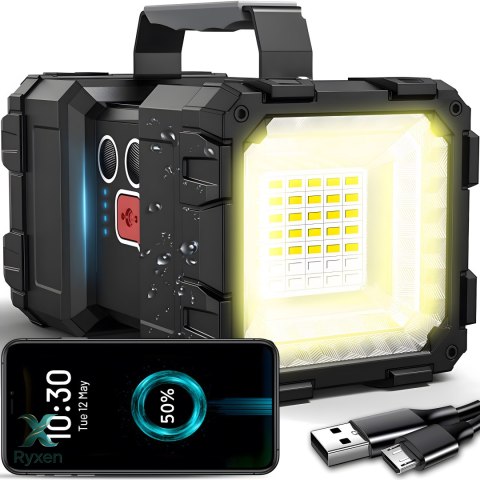 Latarka led taktyczna mocna akumulatorowa szperacz usb reflektor 1000lm 40w RTO